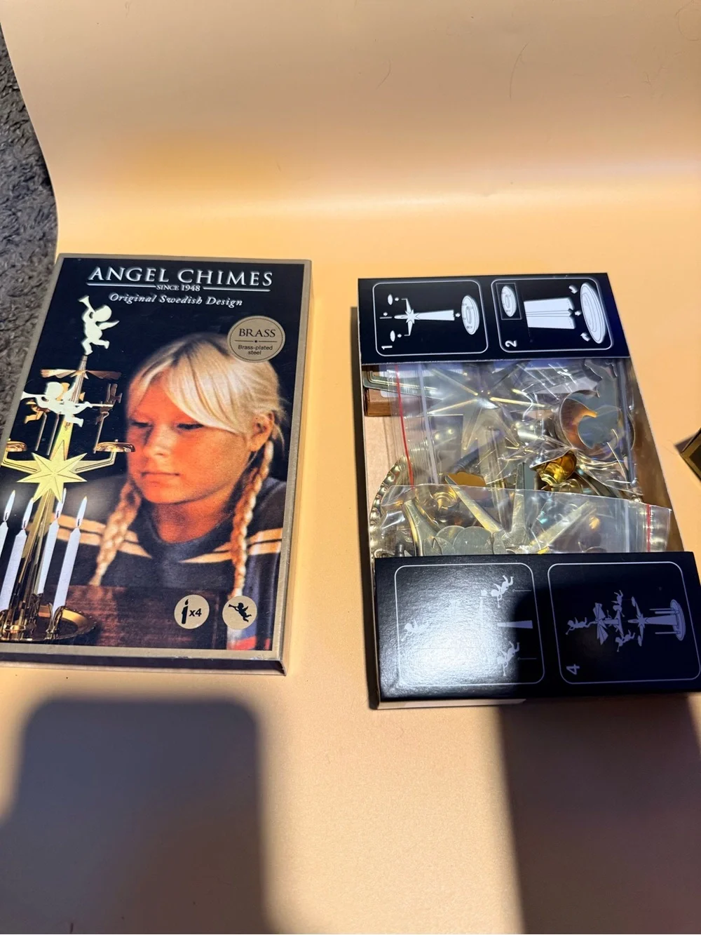 Brass Chime Candle Set with White Candles